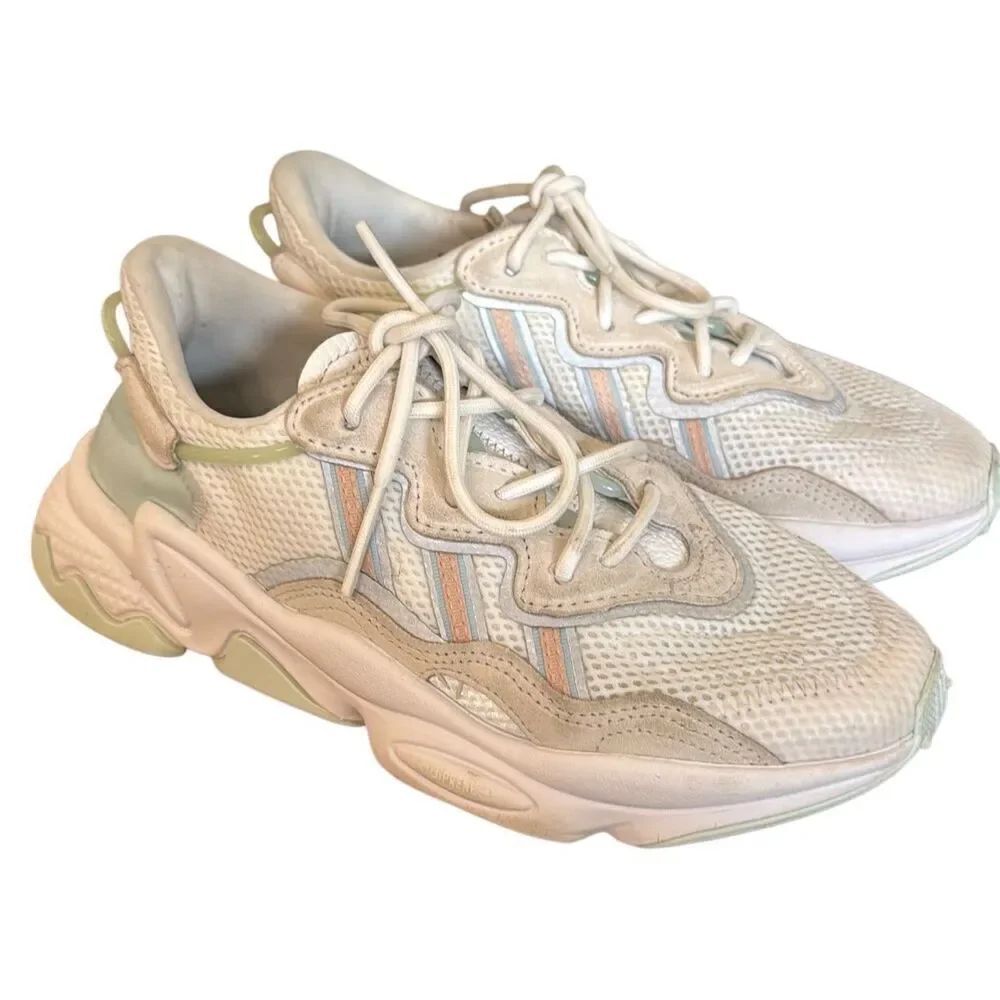 Adidas Ozweego running shoes size 7 white and mint
